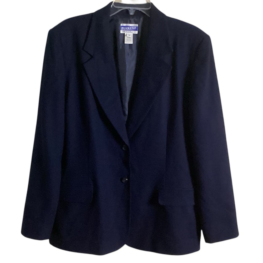Pendleton Virgin Wool Navy Blue Button Down Blaze… - image 1